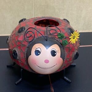 Mosaic ladybug votive candle holder